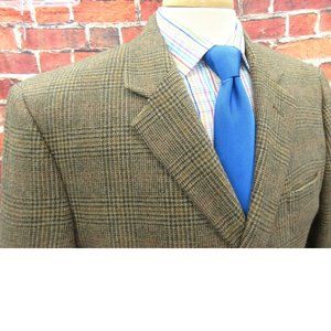 44 R- JOS. A. BANK 100% CAMEL HAIR SPORT COAT BROWN, OLIVE & BURNT ORANGE